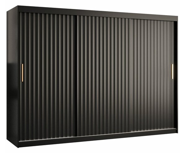 Gardróbszekrény Hartford 336, Laminált forgácslap, Közepes sűrűségű farostlemez, 200x250x62cm, Fekete