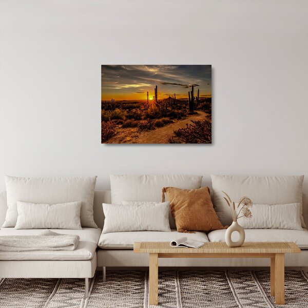 Kép - A nap vége az arizonai sivatagban (üvegen) (70x50 cm)