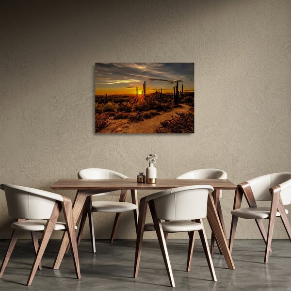 Kép - A nap vége az arizonai sivatagban (üvegen) (70x50 cm)