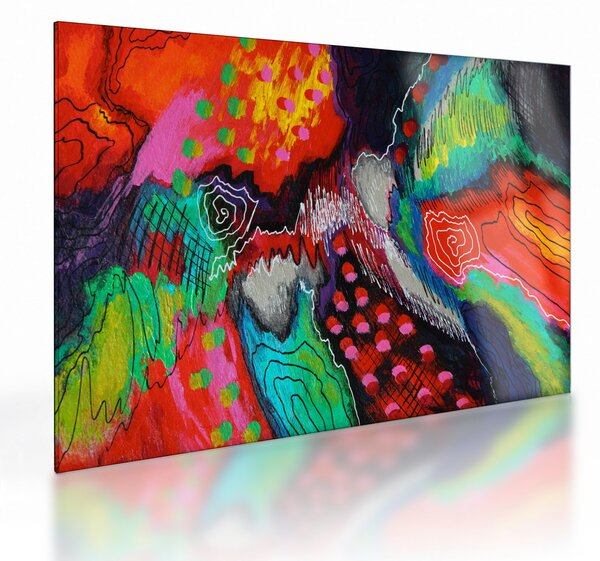 Absztrakt kép - színek (üvegen) (70x50 cm)