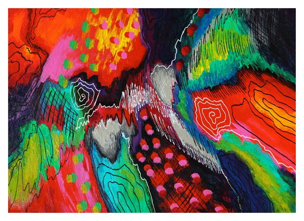 Absztrakt kép - színek (üvegen) (70x50 cm)