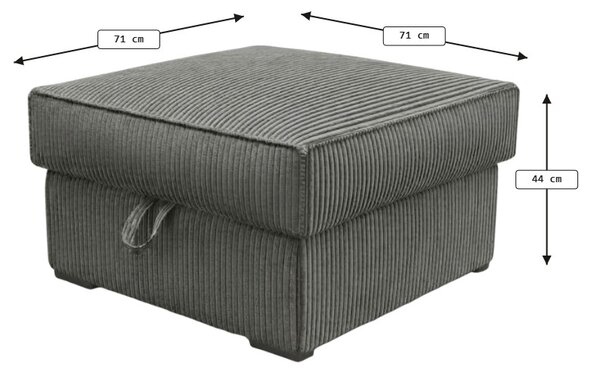 Taburet SMART COSARO XL tárolóhellyel 71x71 cm, sötétzöld