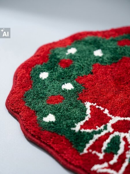 Sinsay - Karácsonyi fürdőszobaszőnyeg koszorú formában - piros