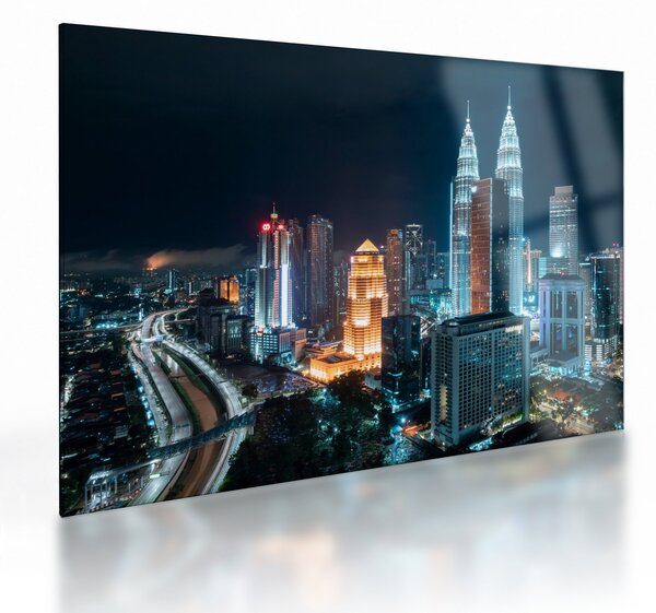 Kép - Éjszaka Kuala Lumpurban (üvegen) (70x50 cm)