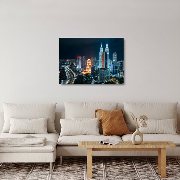 Kép - Éjszaka Kuala Lumpurban (üvegen) (70x50 cm)