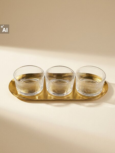Sinsay - Tárolóedények tálcával 3 pack 3 pack - arany
