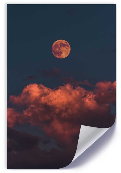 Gario Poszter Rózsaszín felhok és a Hold A keret színe: Keret nélkül, Méret: 20 x 30 cm