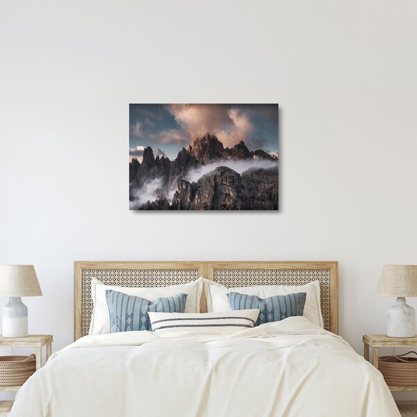 Kép - A ködben rejtett olasz dolomitok (üvegen) (70x50 cm)