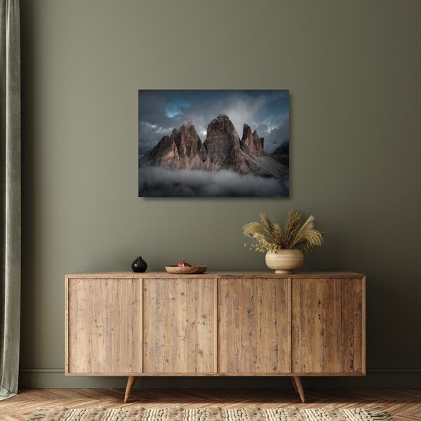 Kép - Három fogak, olasz Dolomitok (üvegen) (70x50 cm)