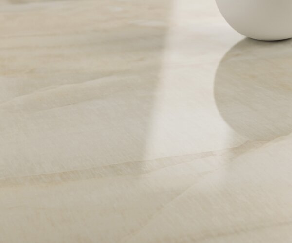 DELIFE Dohányzóasztal Edge kerek 100x100 cm kerámia onyx pezsgő Borna titán effektfinish