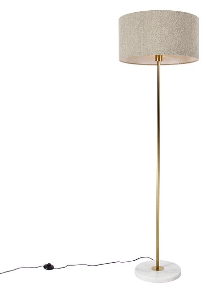 Modern sárgaréz állólámpa boucle búrával, taupe 50cm - Kaso