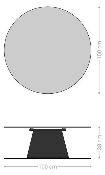 DELIFE Dohányzóasztal Edge kerek 100x100 cm kerámia onyx pezsgő Borna titán effektfinish