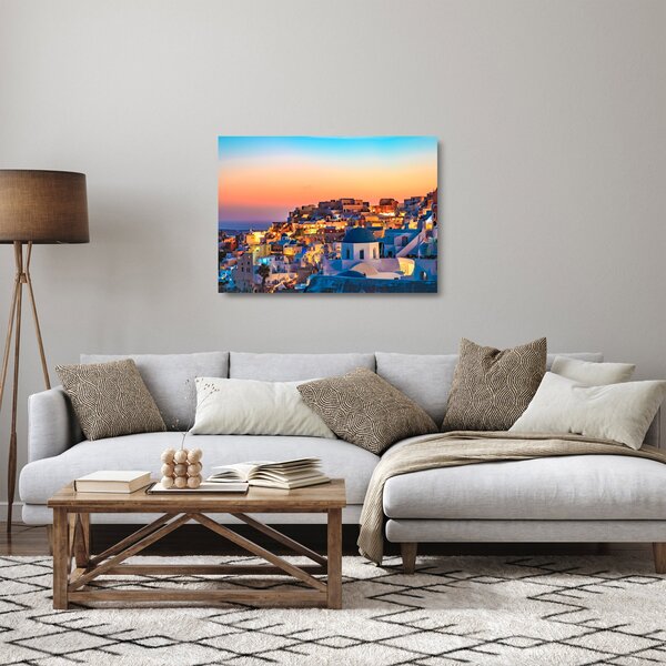 Kép - Santorini alkonyatkor (üvegen) (70x50 cm)