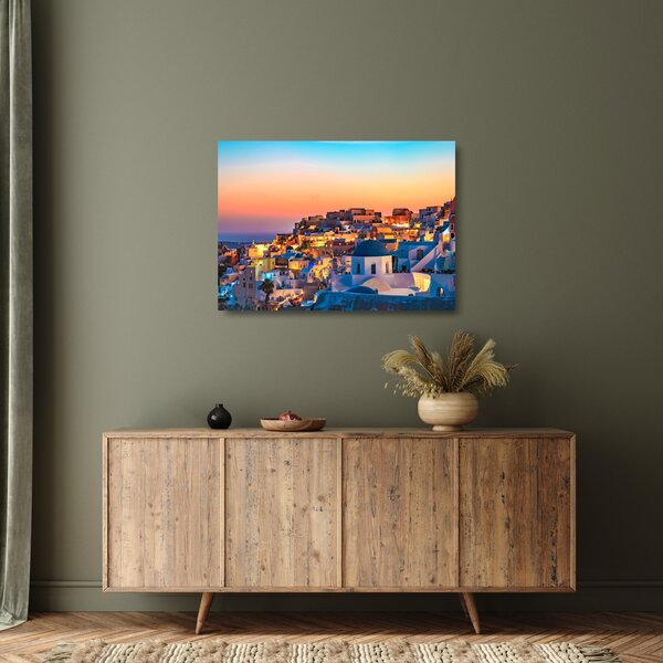 Kép - Santorini alkonyatkor (üvegen) (70x50 cm)