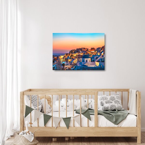 Kép - Santorini alkonyatkor (üvegen) (70x50 cm)