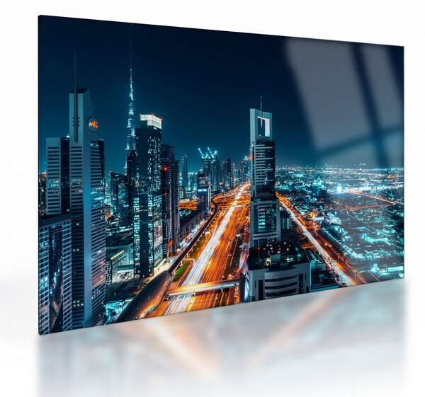 Kép - Dubai éjszaka (üvegen) (70x50 cm)