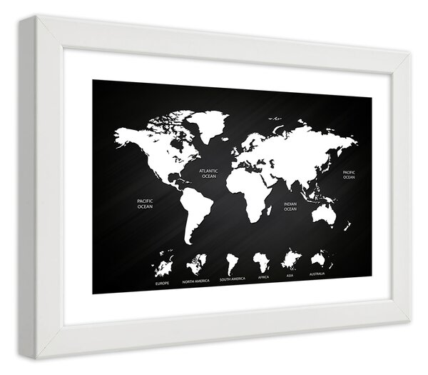 Poszter Kontrasztos világtérkép és kontinensek