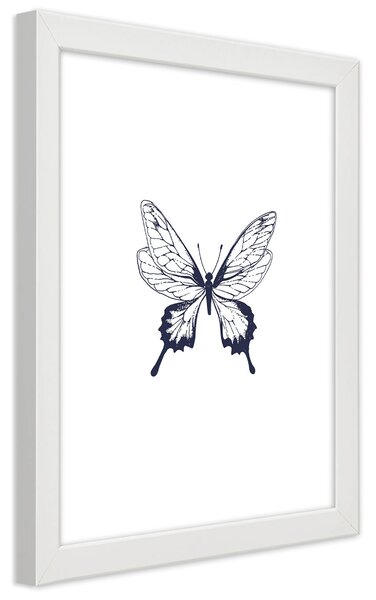 Gario Poszter rajzolt pillangó A keret színe: Fehér, Méret: 20 x 30 cm