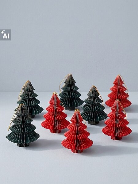 Sinsay - Karácsonyi papír függődísz-szett karácsonyfa formában 8 pack - többszínű