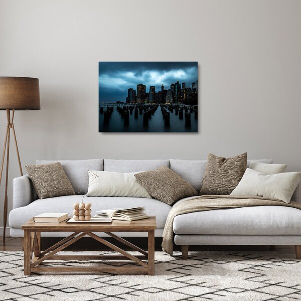 Kép - Kilátás a New York-i felhőkarcolókra (üvegen) (70x50 cm)