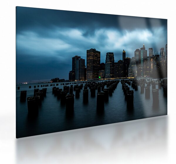 Kép - Kilátás a New York-i felhőkarcolókra (üvegen) (70x50 cm)
