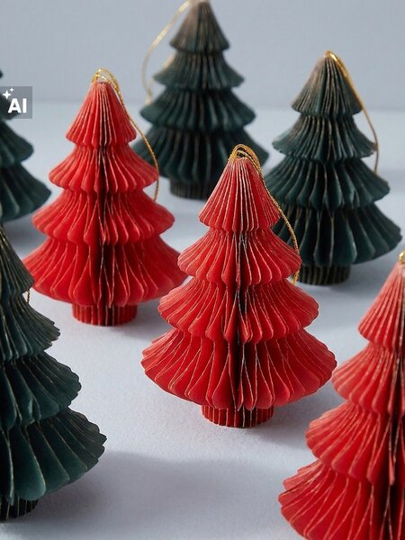 Sinsay - Karácsonyi papír függődísz-szett karácsonyfa formában 8 pack - többszínű