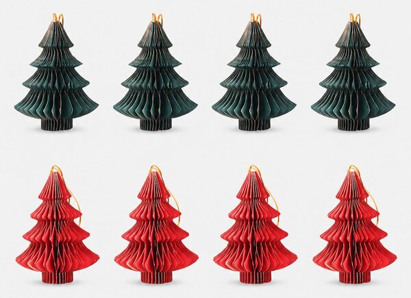 Sinsay - Karácsonyi papír függődísz-szett karácsonyfa formában 8 pack - többszínű