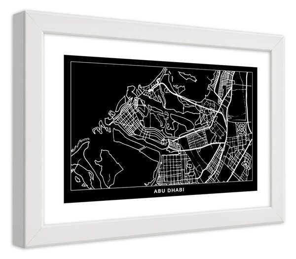 Gario Poszter Városterv Abu Dhabi A keret színe: Fehér, Méret: 30 x 20 cm