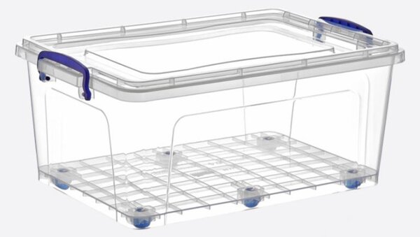 Tárolódoboz tetővel átlátszó 30L gurulós Clear 30157