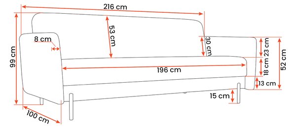 Rozkladacia pohovka s úložným priestorom Rufi - téglaszín