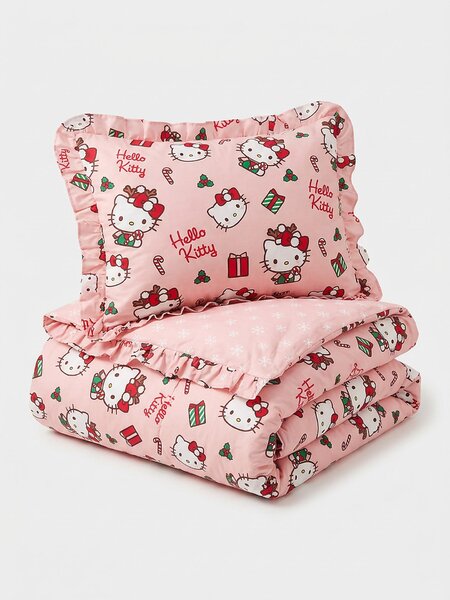 Sinsay - Ünnepi ágyneműszett fodrokkal Hello Kitty - rózsaszín