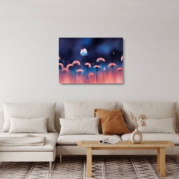 Pitypang képe kék pillangóval (üvegen) (70x50 cm)