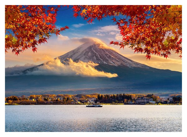 Kép - japán, Fuji hegy (üvegen) (70x50 cm)