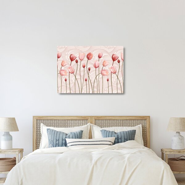 Kép - rózsaszín tulipán (üvegen) (70x50 cm)