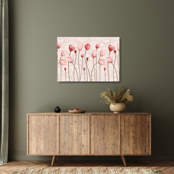 Kép - rózsaszín tulipán (üvegen) (70x50 cm)