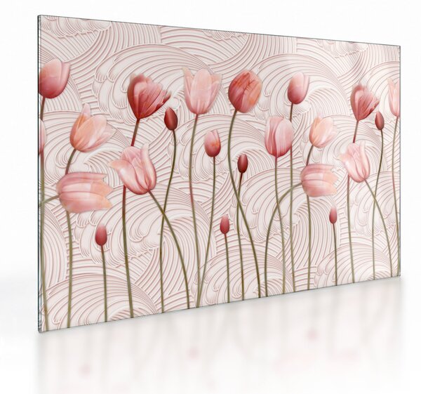 Kép - rózsaszín tulipán (üvegen) (70x50 cm)