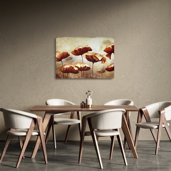 Piros virágok képe (üvegen) (70x50 cm)
