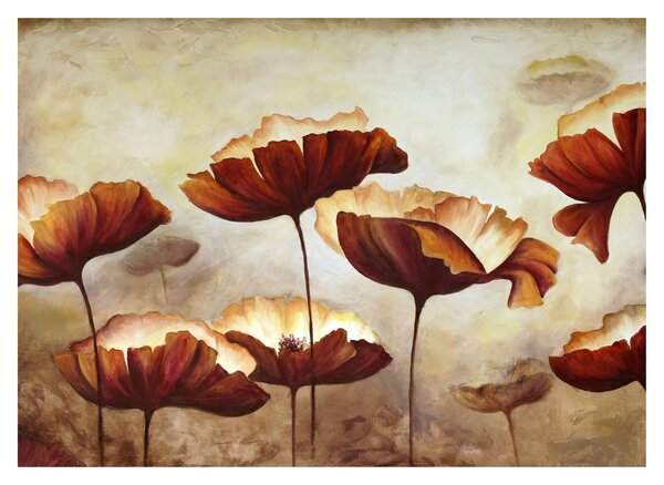 Piros virágok képe (üvegen) (70x50 cm)