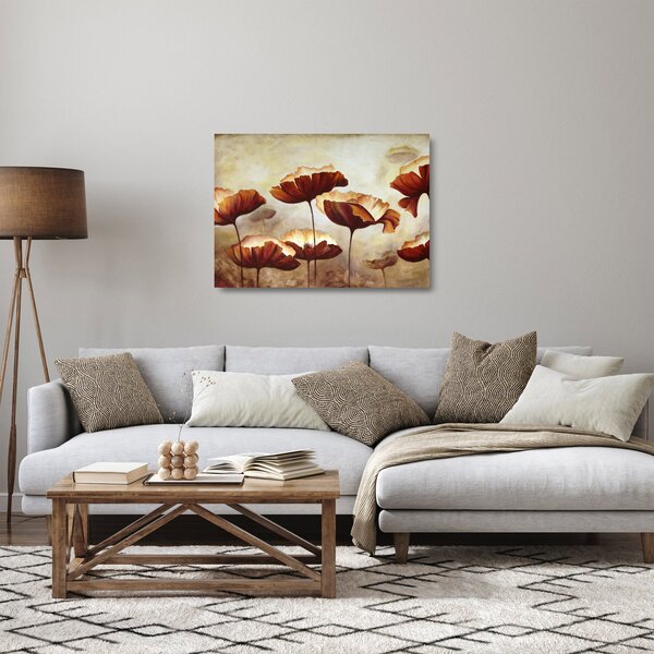 Piros virágok képe (üvegen) (70x50 cm)