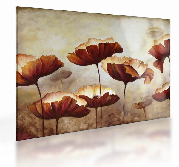 Piros virágok képe (üvegen) (70x50 cm)