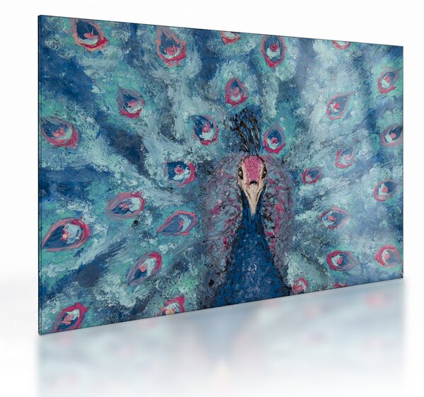 Egy festett páva képe (üvegen) (70x50 cm)
