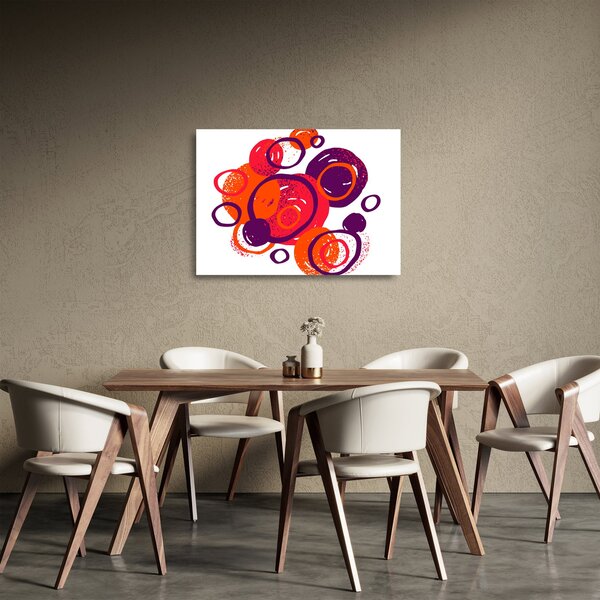 Kép - Motívum körökkel meleg színekben (üvegen) (70x50 cm)