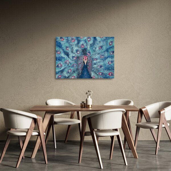 Egy festett páva képe (üvegen) (70x50 cm)