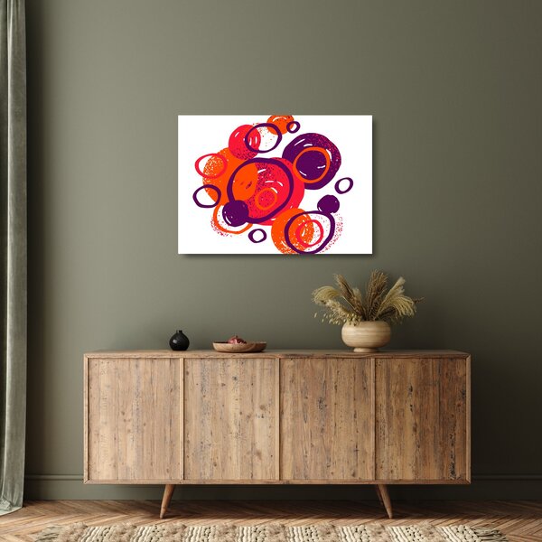 Kép - Motívum körökkel meleg színekben (üvegen) (70x50 cm)