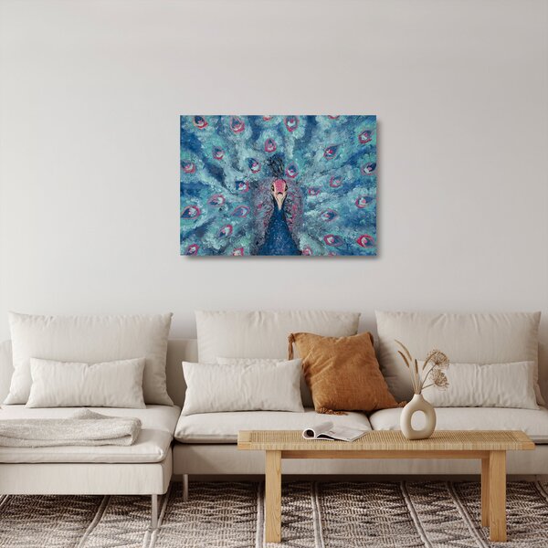 Egy festett páva képe (üvegen) (70x50 cm)