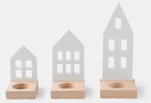 Sinsay - Gyertyatartók ház formában 3 pack - fehér