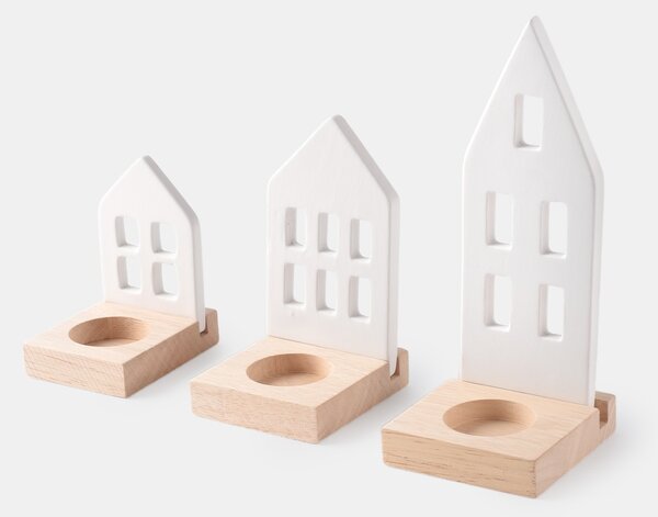 Sinsay - Gyertyatartók ház formában 3 pack - fehér