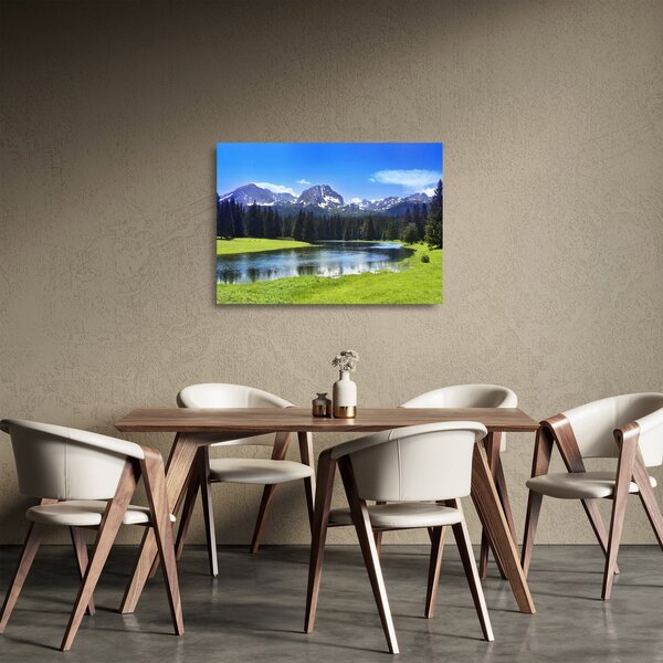 Kép - havas hegycsúcsok (üvegen) (70x50 cm)
