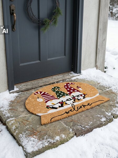 Sinsay - Kókuszrost lábtörlő manó mintával és Welcome felirattal - többszínű