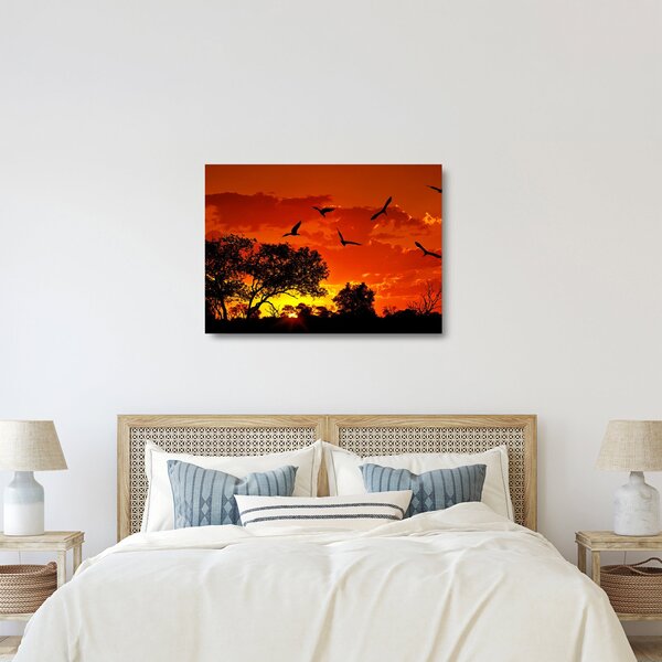 Madarak képe naplementekor (üvegen) (70x50 cm)